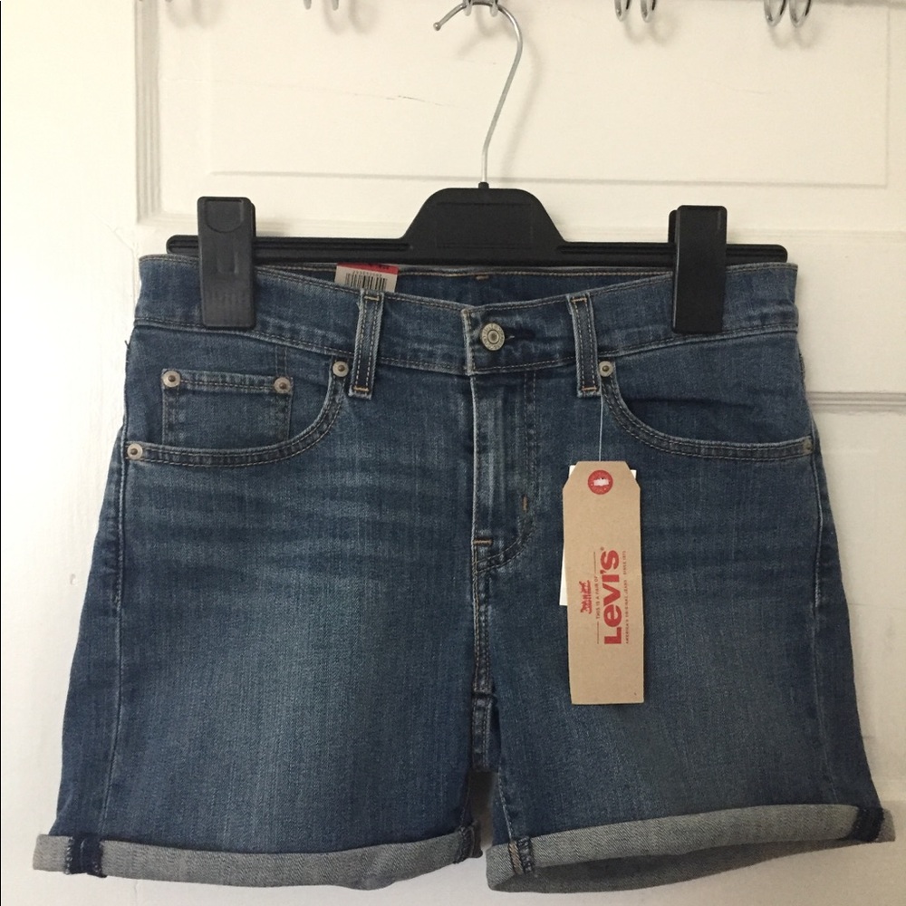 Levi’s mid length jean shorts